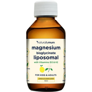 Magnesium Liposomal | with Vitamins D3 & K2 | Magnesium Bisglycinate | for Children & Adults | Highly Absorbable Liquid Supplement | Lemon & Elderflower Flavour | 30-Day Supply | 150Ml