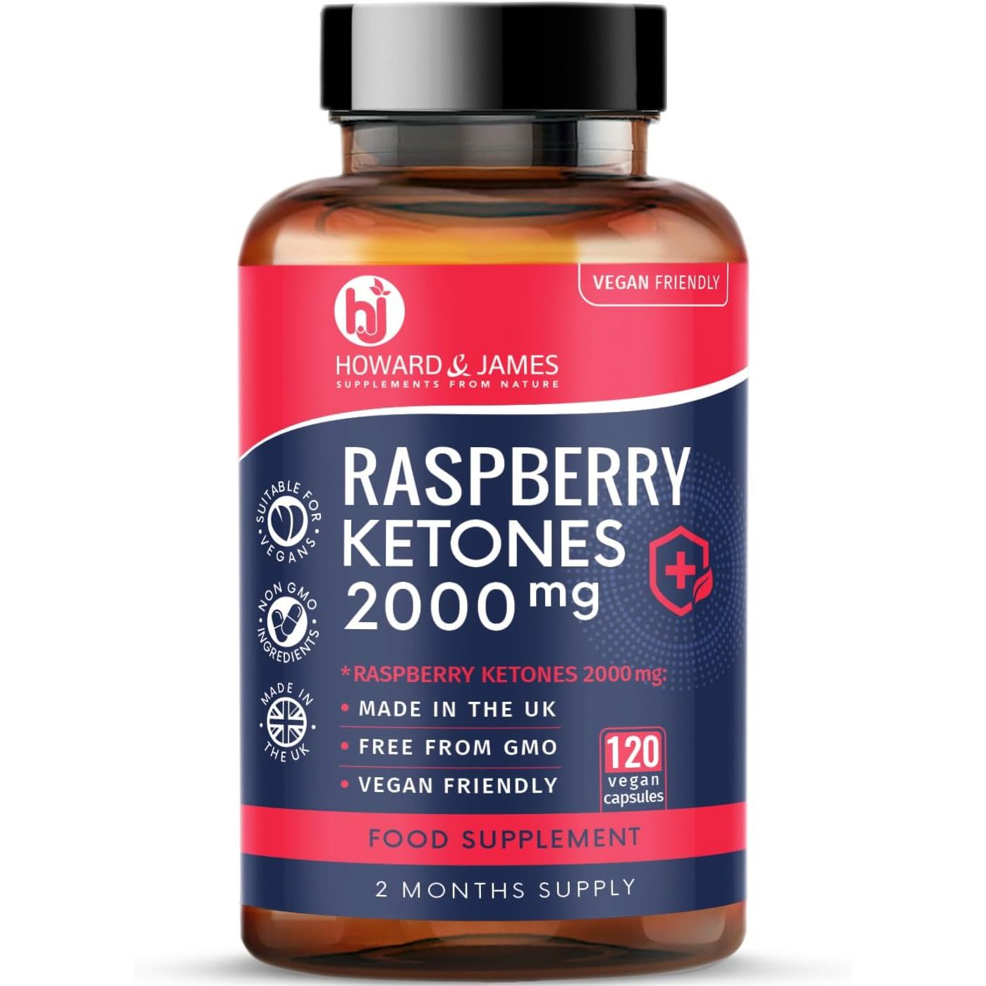 Raspberry Ketones 120 Capsules 2000Mg Daily Serving | Vegetarian & Vegan Friendly Capsules | Max Strength for Men or for Women (120 Capsules)