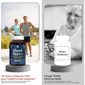 Biovitalia Gluco Sure+ Blood Sugar Control Supplement Capsules with Chromium Picolinate Cinnamon Bitter Gourd Hibiscus for Healthy Blood Sugar Levels Vegan Glucose Support Supplement - 60 Capsules
