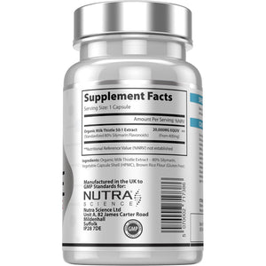 Organic Milk Thistle Supplement (80% Silymarin) 20,000Mg – Milk Thistle High Strength Tablets, 60 Vegan Capsules