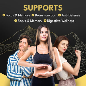 Pure Organic Himalayan Shilajit Gummies with Lion'S Mane Mushroom and Ashwagandha 3-In-1 Max High Strength by Mountspirit™,Fulvic & Humic Acid and 85+ Minerals, for Energy, Immunity & Focus