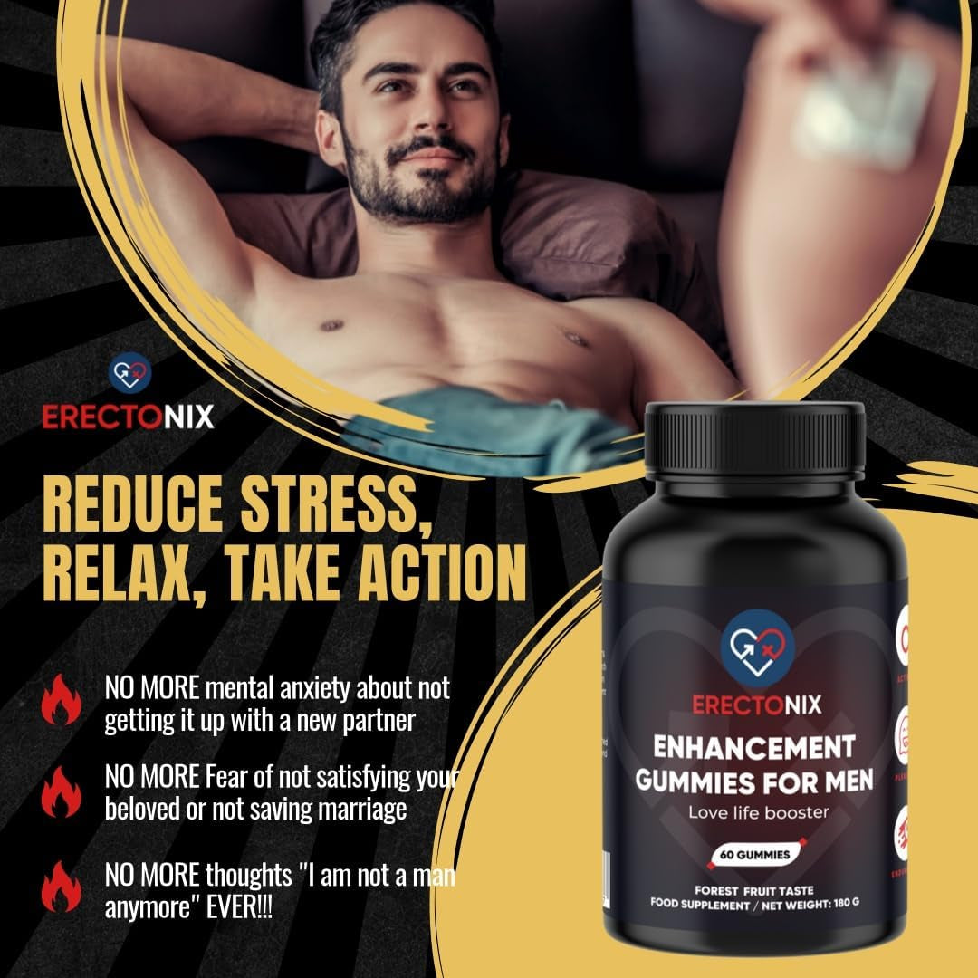 ERECTONIX 60 Gummies for Men - with Maca Root, Tribulus and More - Designed to Boost High Stamina - Men’S Strong Dietary Supplement UK Original