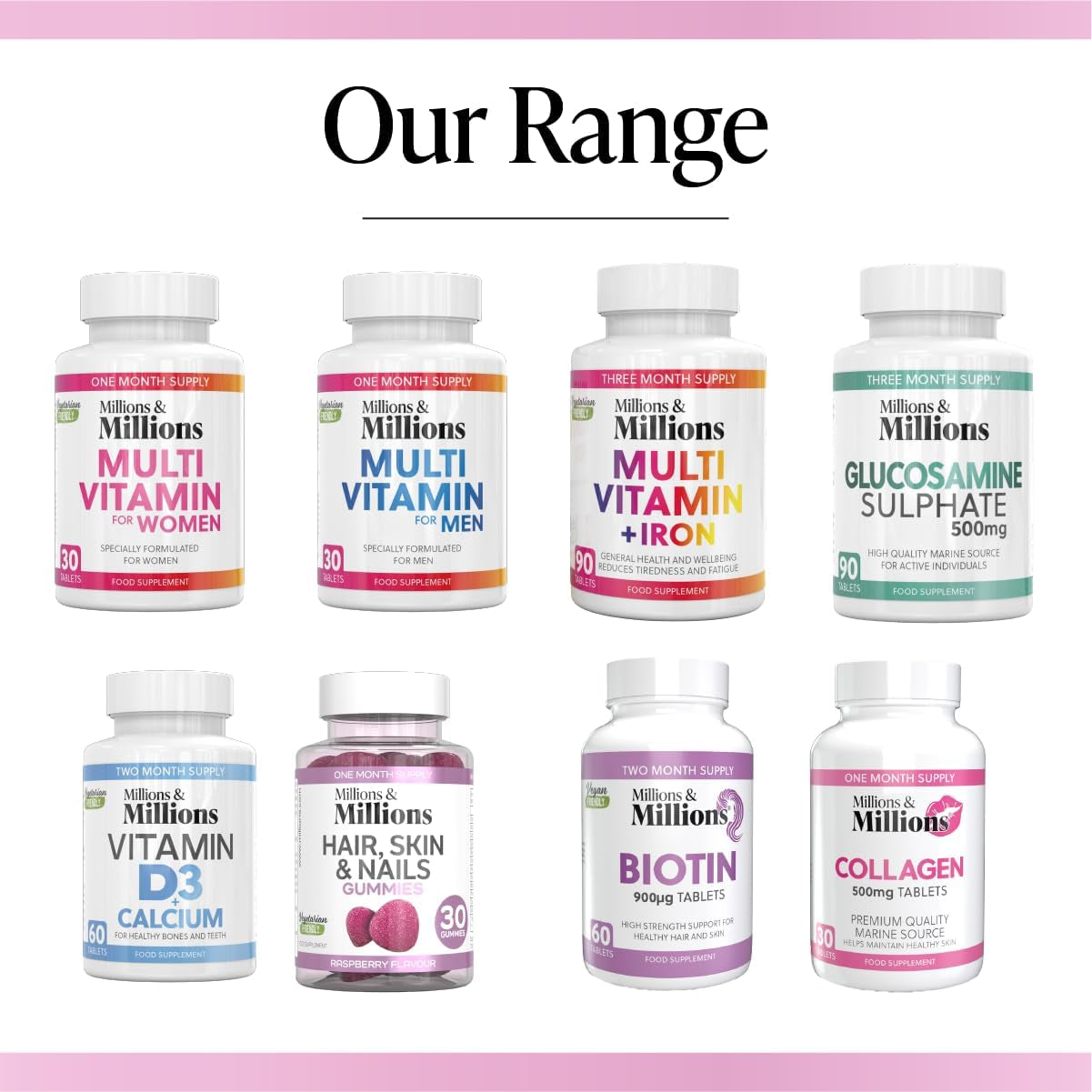 Millions & Millions - Hair, Skin & Nails Multivitamin Gummies • Maintenance of Hair, Skin & Nails • Suitable for Vegetarians • 30 Gummies • 1 Month Supply