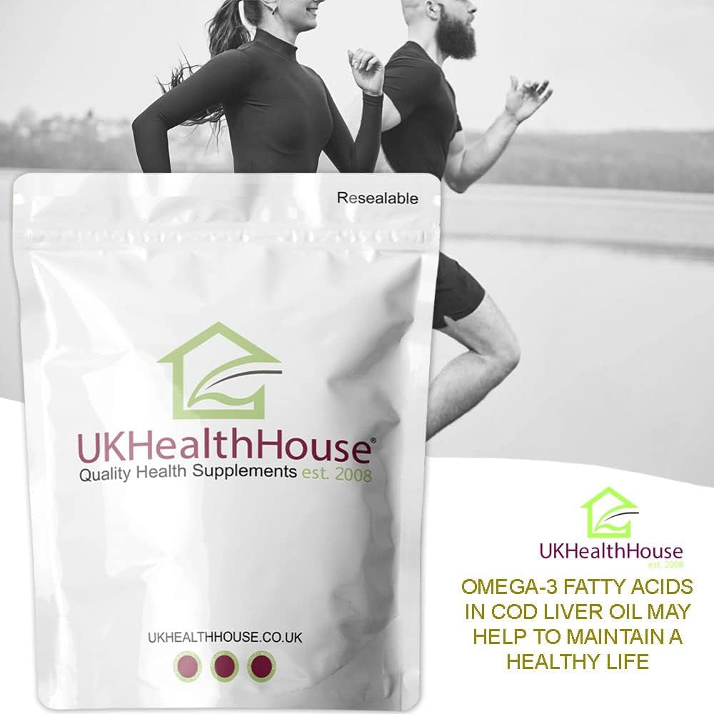 Ukhealthhouse High Strength Cod Liver Oil Vitamin a & D, EPA, DHA Softgels 550Mg (30 Capsules)