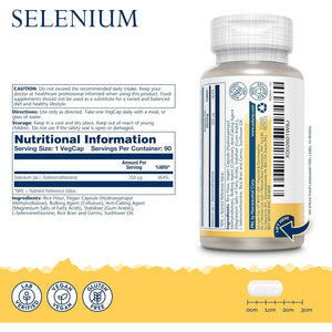 Selenium 200Mcg - 90 Vegan Capsules - High Strength Selenium Supplement for Men and Women - L-Selenomethionine - Lab Verified - Solaray
