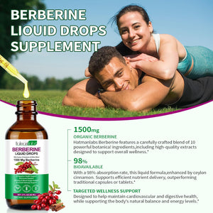 Berberine Liquid Drops,10:1 Extract Berberis Supplements Activates AMPK & Glp-1-Supports Reduces Body Burden in Women and Men,10X Strength Vegan Supplement for Immune & Digestive Support