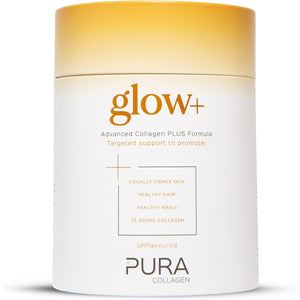 Pura Collagen Powdered Supplement Glow+, 10,000Mg Hydrolysed Peptides, Hyaluronic Acid, Vitamins & Minerals, 28 Servings, 284 G