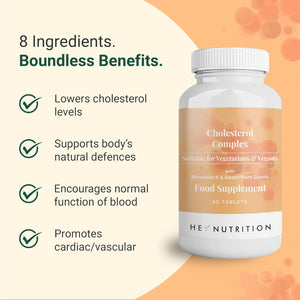 Hey Nutrition Cholesterol Complex Supplement - with Plant Sterols & Pine Bark Extract - Advanced Cholesterol Support - 90 Tablets/30 Servings - Non-Gmo, Vegan