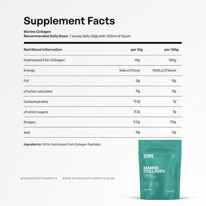 SUNNA SUPPLEMENTS Marine Collagen Powder - Pure Hydrolysed Fish Peptides (Type 1 Collagen) - High Strength for Skin, Hair, Nails, and Joints - Non-Gmo & Gluten Free | Unflavoured
