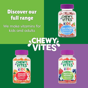 Chewy Vites Kids Immune Support, 60 Kids Vitamins Gummies, High Strength Vitamin D, Vit C, B6, B12, Zinc, Selenium, 2 Months Supply, Real Fruit Juice, Vegan, Age 3 +, Orange Flavour