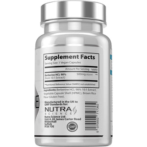 Berberine Supplement (98% Purity) Advanced Berberine High Strength 500Mg, 60 Natural Berberine Capsules Vegan Tablets