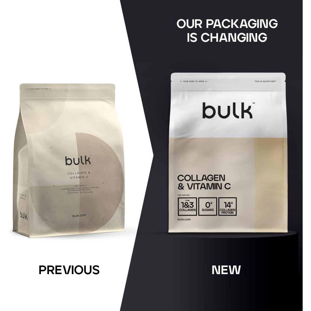 Bulk Collagen Powder with Peptides and Vitamin C, Hydrolysed Bovine Collagen, High Protein Supplement Daily Use in Smoothies, Shakes and Recipes, Joint and Skin Routine, Unflavoured, Easy Mixing 500G