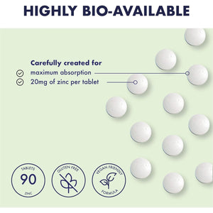 Higher Nature - Zinc - Immune System, Cognitive Function & Fertility Support - Gluten Free - Vegetarian & Vegan - 90 Tablets