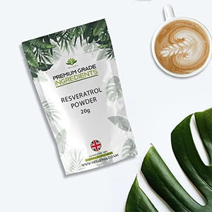 Trans Resveratrol Micronised Powder 20G | Pure Trans Resveratrol Supplement with over 99% Purity | High Absorption Rate, Water Soluble | Suitable for Vegans | Made for Hellenia Healthfoods