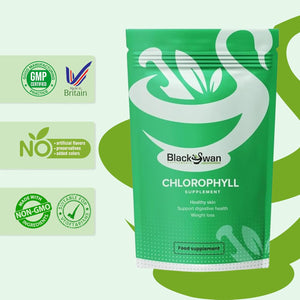 Black Swan Chlorophyll Capsules - 500Mg Antioxidant Formula Detoxification Weight Management Skin Digestive Health Support Natural Supplement - 30 Caps 1 Month Supply