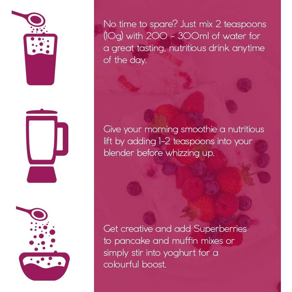 Bioglan Superfoods Superberries | Vitamin C | Manganese | 70G, Red, Pack of 1