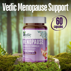 Vedic Menopause Supplement | 20 Vitamins, Minerals & Herbs- Red Clover, Sage, Primrose, Flaxseed, Ginseng | Perimenopause, Menopause Support- Hot Flashes Relief, Mood Swings, Fatigue | UK Made, Vegan