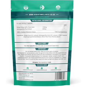 Shilajit Capsules 60 Vegan Capsules - 1300Mg per Serving with Ashwagandha Root Extract, 60% Fulvic Acid, Pure High Strength Shilajit Supplement for Stamina and Stress -