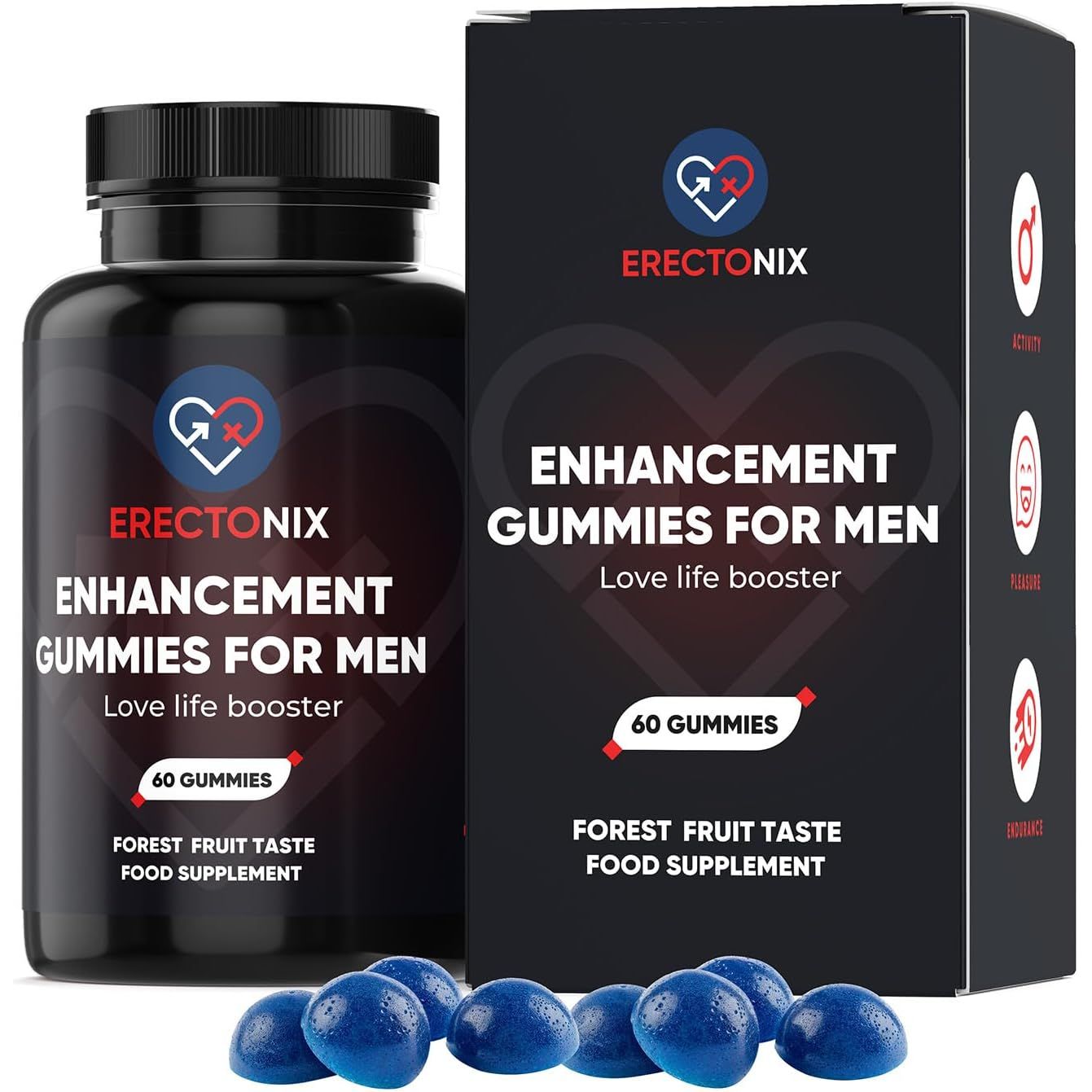 ERECTONIX 60 Gummies for Men - with Maca Root, Tribulus and More - Designed to Boost High Stamina - Men’S Strong Dietary Supplement UK Original