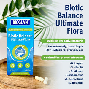 Bioglan Biotic Balance Ultimate Flora | 20 Billion | CFU | 6 Strains | Live Bacteria | 30 Capsules