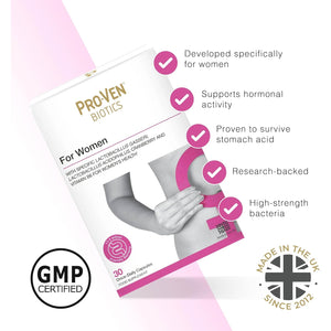 Pro-Ven Probiotics for Women Intimate Flora, Gut Health & Hormone Support 17.5 Billion CFU Clinically Tested Friendly Bacteria 30 Capsules