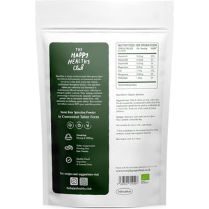 Organic Spirulina Tablets (360 Tablets) Raw Cold Pressed Spirulina Algae Certified Vegan & Kosher