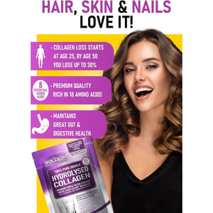 Skinpep Collagen Powder Support with 400mg Vitamin C, 8 Essential Amino Acids, Halal Certified, 450g Bovine Collagen Supplement.