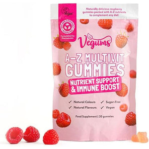 Vegums Sugar-Free A–Z Multivitamin Gummies – Vegan, Zero Sugar, Natural Flavour – Daily Support for Immunity, Energy & Wellness – 30 Gummies