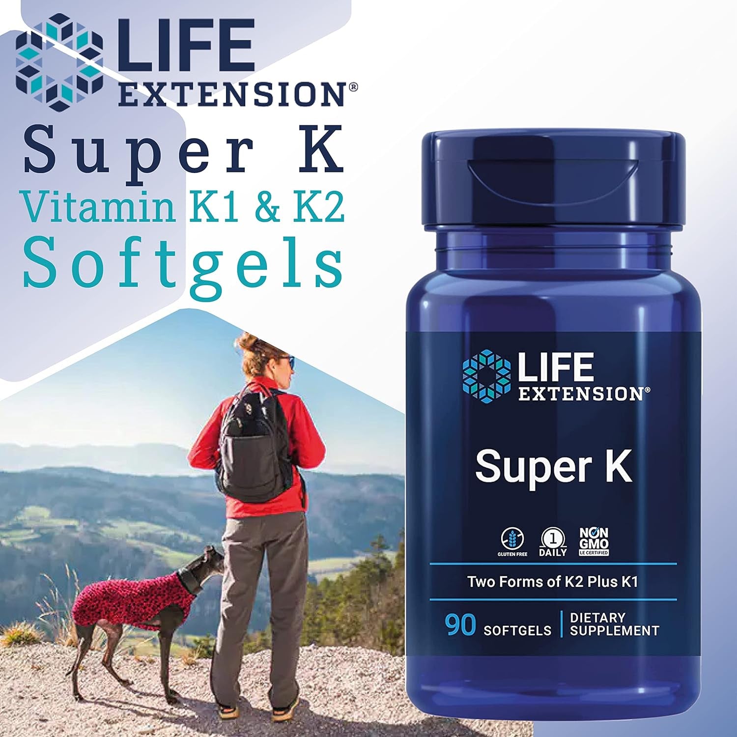 Life Extension, Super K, Vitamin K-Complex with MK-7, Depot, High Dose, 90 Softgels, Laboratory Tested, Gluten-Free, Soya-Free, Non-Gmo, 2.600Mcg Vitamin K