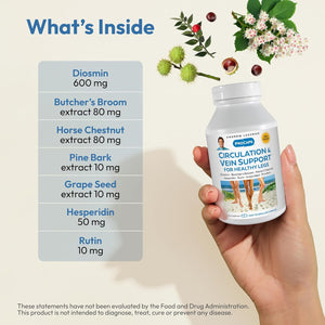 Andrew Lessman Circulation & Vein Support for Healthy Legs 60 Capsules - High Bioactivity Diosmin, Butcher'S Broom, Visibly Reduces Swelling & Discomfort in Feet, Ankles, Calves, Legs