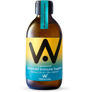 WELL ACTUALLY Liposomal Advanced Immune Support (25 Servings) with Vitamin C D3 K2 Zinc & Selenium - High Strength Liquid Liposomal Vitamin C Supplement for Immunity – Vegan & Sugar Free