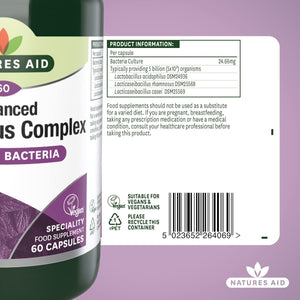 Natures Aid Acidophilus Complex 5 Billion CFU – High Strength Probiotic Supplement 5 Billion Live Bacteria – Supports Digestive Health & Gut Flora – Vegan, Gluten Free, Non-Gmo – 60 Capsules