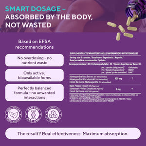 Ashwagandha Capsules – 600Mg Root Extract with 5% Withanolides – High Strength – 180 Vegan Capsules – Lab-Tested, GMP Certified, 3-Month Supply