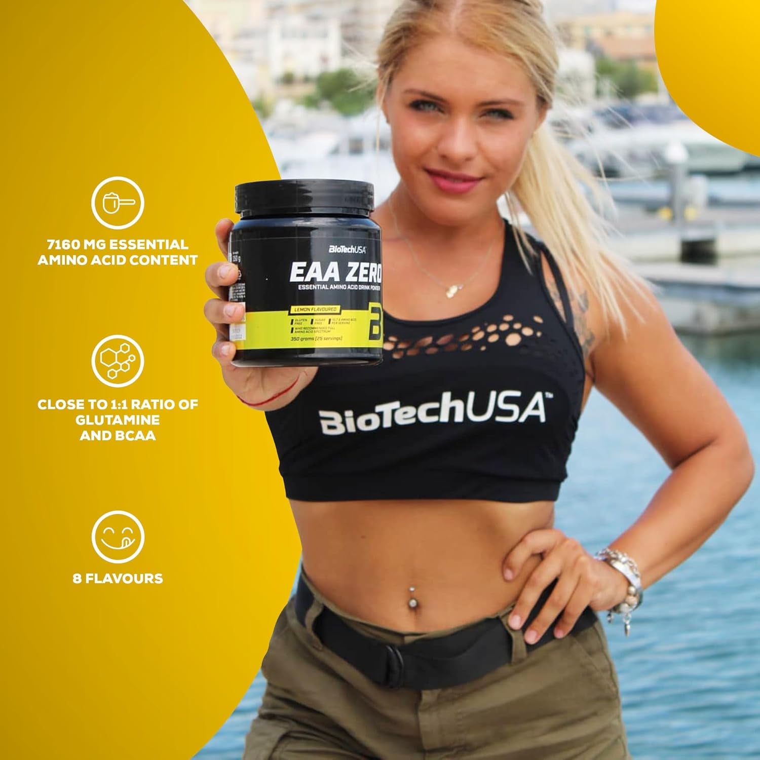 Biotechusa EAA Zero - Essential Amino Acid Power | 7160Mg Eaa/Serving | WHO Recommended Ratio | Sugar-Free, Gluten-Free, 350 G, Pineapple-Mango