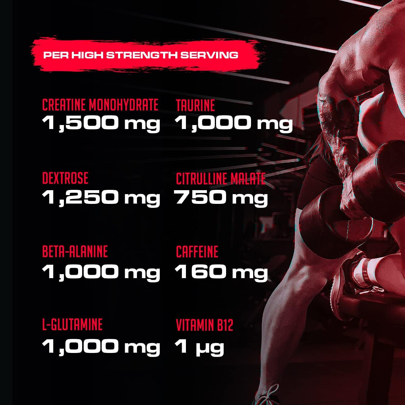 Pre Workout Demon - Advanced Pre-Workout Energy Powder with Creatine, Caffeine, Beta-Alanine & Glutamine, Berry Blast, 360G - 40 Servings