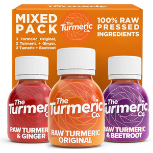 Turmeric, Ginger, Beetroot Shots - the Turmeric Co 7 Pack of Mixed Shots of Healthy, Vegan Shot Drinks, High Strength, Immune Support Made from Fresh Cold Pressed Turmeric and Ginger, Made in the UK