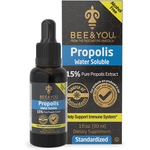 Bee and You 100% Natural Propolis Extract%10, Water Soluble Drops, High Potency, Ultra Pure, Immune Support Supplement, Antioxidants, Natural Detox, Keto, Paleo, Gluten-Free, 1 Fl Oz