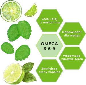 Weider Omega Gummies (50 Gums) Lime Flavour, with Vegan Omega 3-6-9 from Chia and Lax Seed Oil, Gluten Free, No Added Sugar