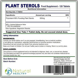 Plant Sterols 800Mg 120 Tablets - Support Healthy Cholesterol Levels