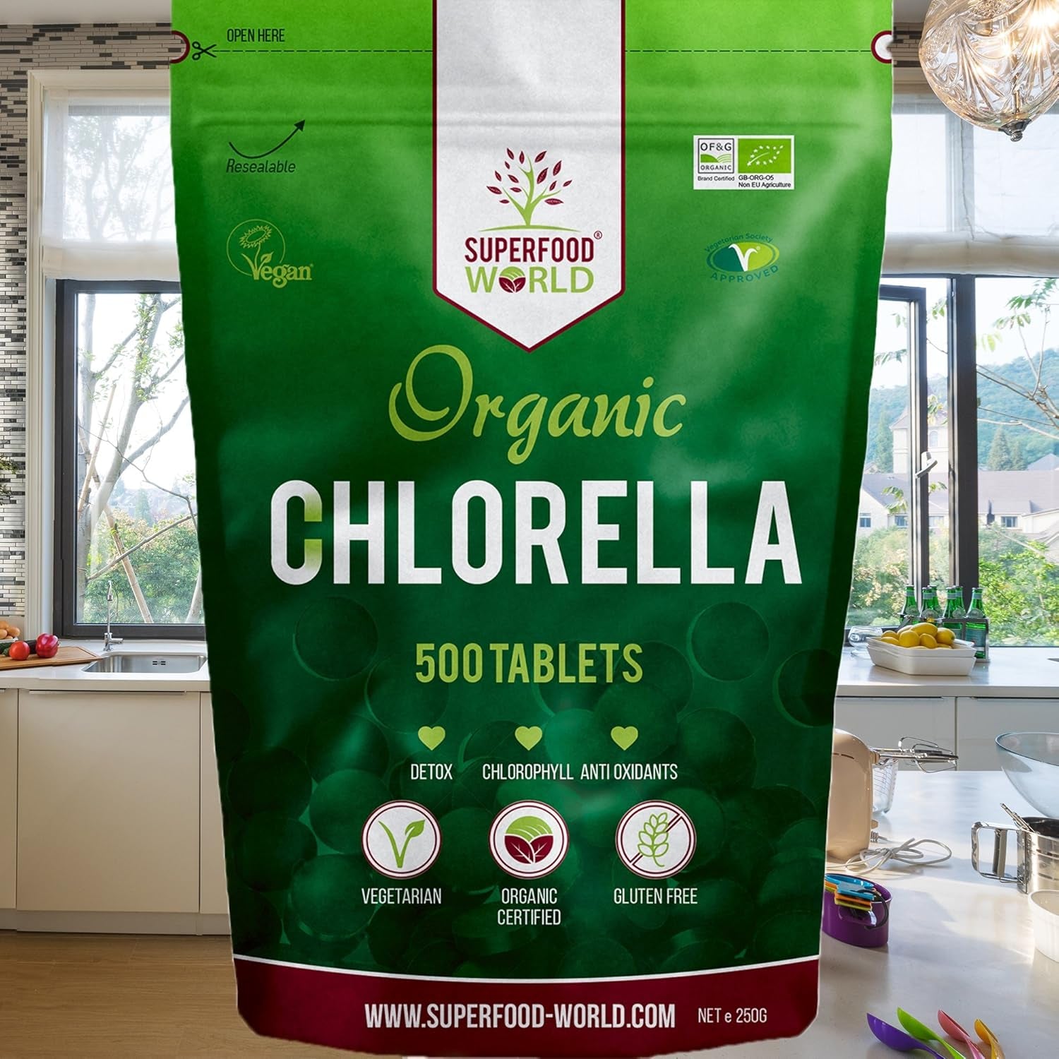 Organic Chlorella Tablets (500 X 500Mg) Premium Detox Chlorophyll Superfood | Natural Source of Vegan Protein, Minerals & Vitamins | Cracked Cell Wall | Ideal for Health, Detox, Skin, & Energy