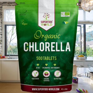 Organic Chlorella Tablets (500 X 500Mg) Premium Detox Chlorophyll Superfood | Natural Source of Vegan Protein, Minerals & Vitamins | Cracked Cell Wall | Ideal for Health, Detox, Skin, & Energy