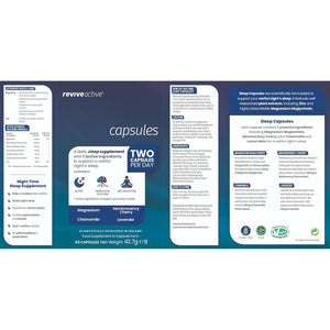 Revive Active Sleep Capsules - Daily Supplement with Magnesium, Montmorency Cherry, Chamomile & Lavender for Relaxation, Nervous System Support & Rest - 7 Active Ingredients - 30 Days Supply