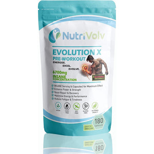 Evolution X Gym Pre Workout Supplement for Men 6700Mg High Strength, Energy & Muscle Growth | 1 Month Supply |180 Capsules