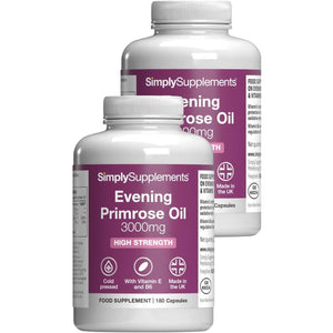 Evening Primrose Oil 3000Mg Capsules | Supports Hormonal Balance & Healthy Skin | with Added Vitamins B6 & E | 360 Softgels Capsules = 4 Months’ Supply | Gmp-Certified & Uk-Made