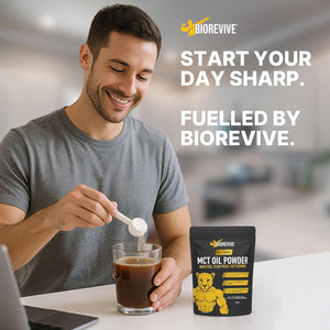 Biorevive C8 MCT Oil Prebiotic Powder Ketogenic Supplement with Responsibly Sourced Coconut & Acacia Fibre for Gut Health, Focus & Energy – Pure Caprylic Acid C8 Formula, 180G