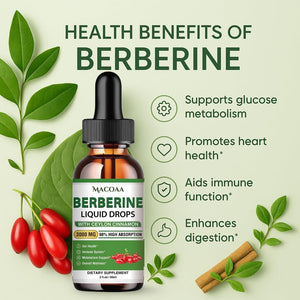 Berberine Supplement 3000Mg High Strength, 100% Absorption with 3X Berberine 1000Mg High Strengh Concentration, Natural Ingredients, Green Apple Flavour, 60Ml
