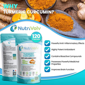 Turmeric Curcumin 500Mg anti Inflammatory & Antioxidant Supplements | 120 Capsules