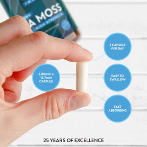 High Strength Sea Moss 4000Mg Capsules (180 Count) - Natural Source of Iodine - Wild Harvested - Vegan Friendly (3 Months Supply) - GMO Free, Gluten-Free, Made in the UK