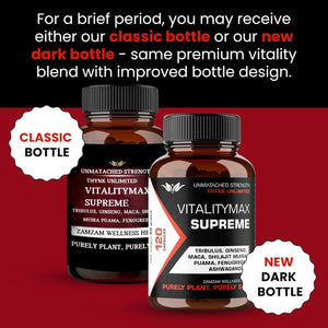 Vitality Max Supreme - Premium Vitality Health Supplement with Fenugreek, Panax Ginseng, Ashwagandha, Maca, Tribulus Terrestris, Himalayan Shilajit - 120 Vegan Supplements Capsules