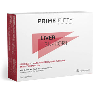 Prime Fifty Liver Support Supplements – 56 Vegan Capsules – Choline & Milk Thistle with Co-Enzyme Q10, Vitamins C, D, E & Chromium – Liver Supplements Developed for over 50S